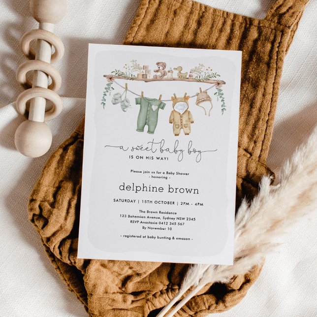 Moderne Baby Dusche Kinderzimmer Kleidung Einladun Einladung (Von Creator hochgeladen)