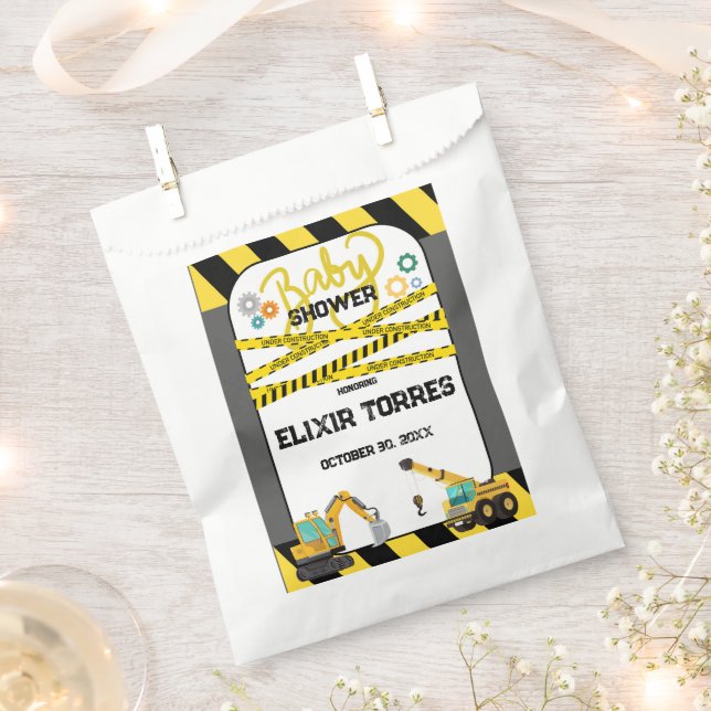 Moderne Baby-Dusche unter Bauarbeiten Geschenktütchen (Ausgeschnitten)