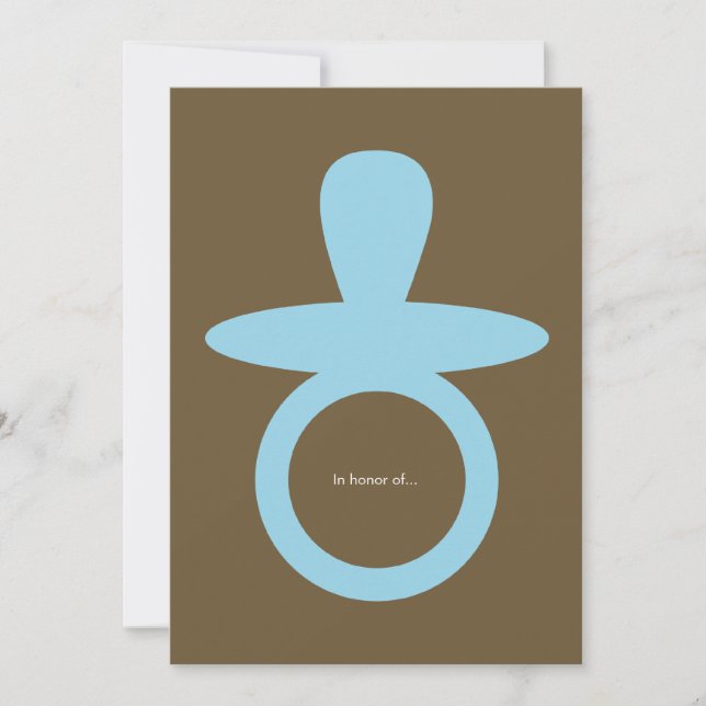 Moderne Baby-Duschen-Einladung - Blau u. Brown Einladung (Vorderseite)