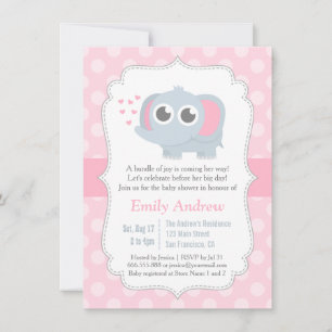 Moderne Baby Elefant Punkte Baby Shower Einladung