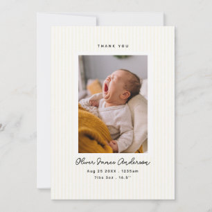 Moderne Baby-Foto-Collage Dankeschön Streifen Dankeskarte