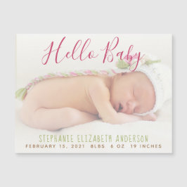 Moderne Baby Foto Geburtsankündigung Magnetkarte