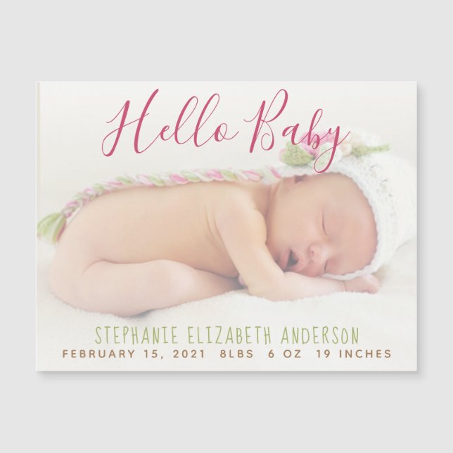 Moderne Baby Foto Geburtsankündigung Magnetkarte (Vorderseite)