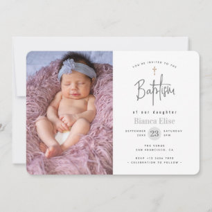 Moderne Baby Foto Taufe Einladung