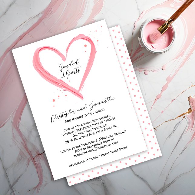 Moderne Baby Girl Blush Pink Heart Baby Dusche Einladung (Von Creator hochgeladen)