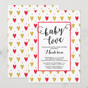 Moderne Baby Liebe Herz Babydusche Einladung