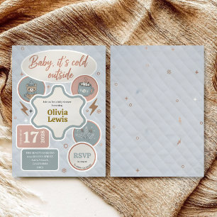 Moderne Baby-Quiltparty, Baby, es ist kalt draußen Einladung