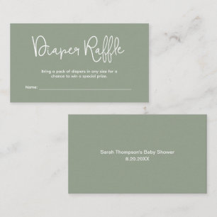 Moderne Baby Shower Sage Green Windel-Raffle Begleitkarte
