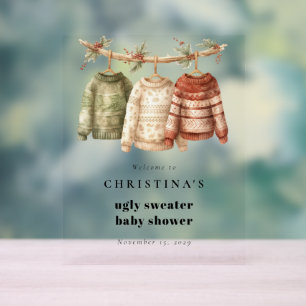 Moderne Baby Sweater Baby Dusche Willkommen Acrylschild