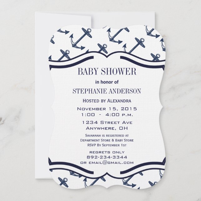 Moderne Babyboy Nautical Dusche Einladung (Vorderseite)