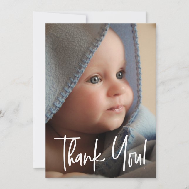 Moderne Babydusche Danke für das Vertical Baby Fot Ankündigung (Vorderseite)