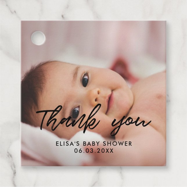 Moderne Babydusche danke Geschenkanhänger (Vorderseite)