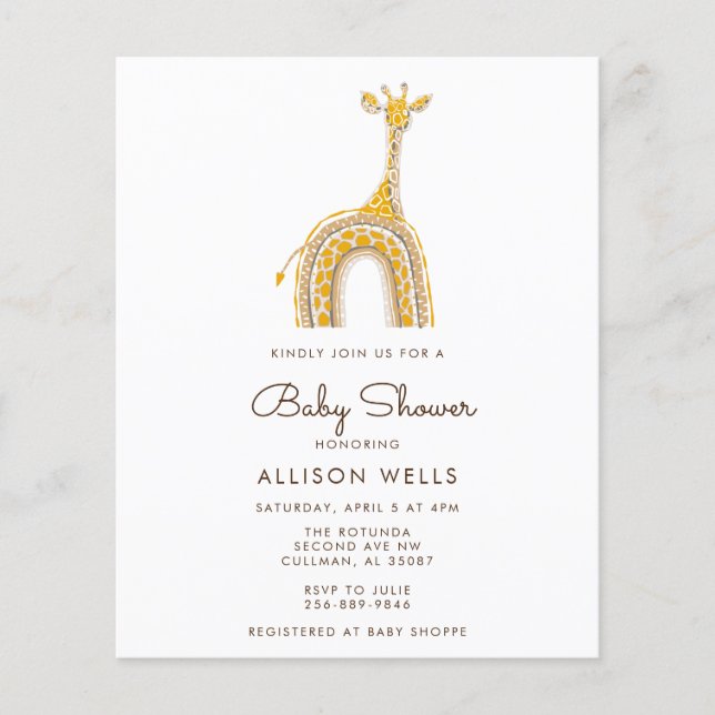 Moderne Babydusche Einladung (Vorderseite)