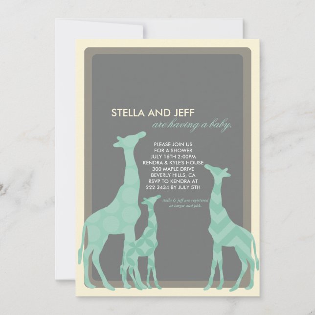 Moderne Babydusche Einladung | Nummer 2 (Vorderseite)