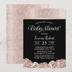 Moderne Babydusche Luxus Foil Rose Gold Floral Einladung