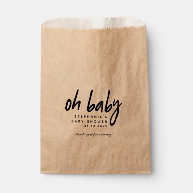 Moderne Babydusche | Oh Baby Geschenktütchen (Vorderseite)