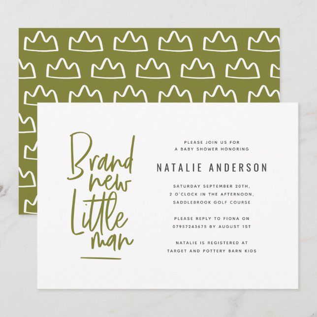 Moderne Babydusche Party Einladung (Vorne/Hinten)