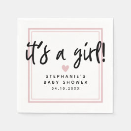 Moderne Babydusche Rosa Es ist ein Mädchen Serviette