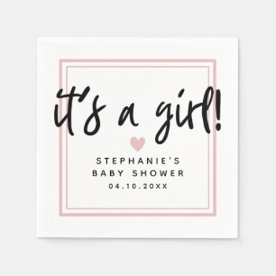 Moderne Babydusche Rosa Es ist ein Mädchen Serviette