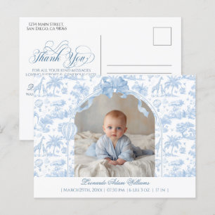 Moderne Babygelurts-Ankündigungs-Foto Danke Postkarte