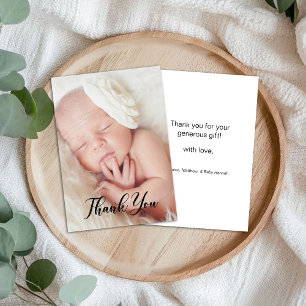 Moderne Babyparty-Foto-Kalligrafie-Schriftzug Dank Dankeskarte
