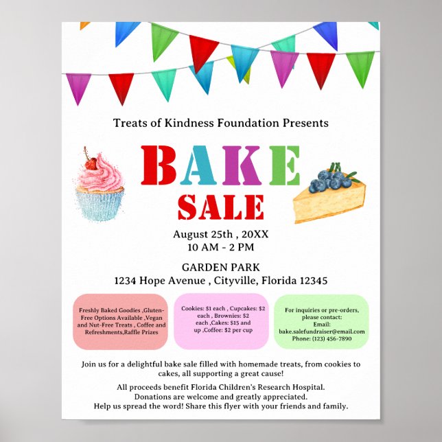 Moderne Back- oder Kuchensale-Fundraising-Veransta Poster (Vorne)