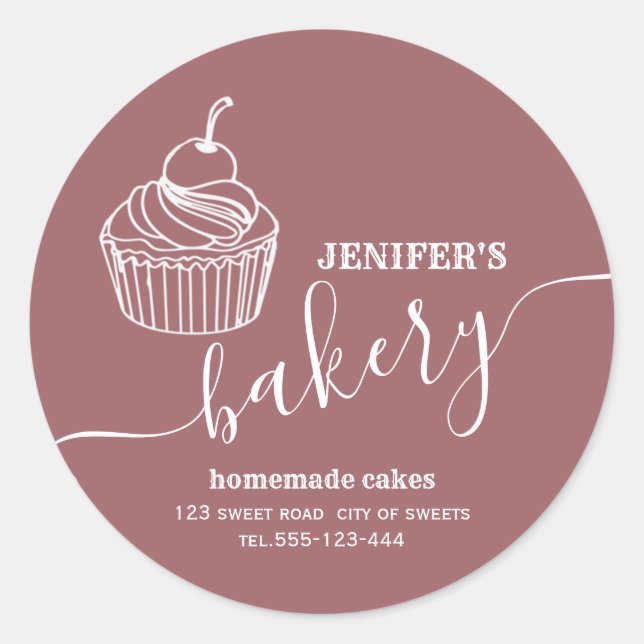 Moderne Bäckerei Hausgemachte Kuchen und Süßigkeit Runder Aufkleber (Vorderseite)