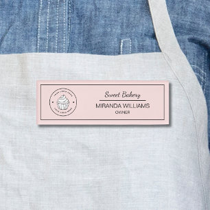 Moderne Bäckerei Individuelles Logo Rosa Namenschild