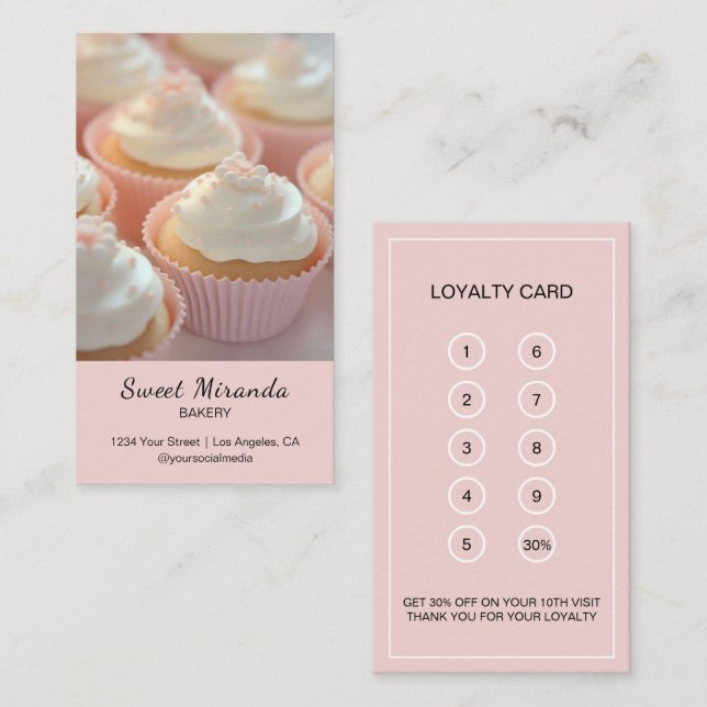 Moderne Bäckerei nach Maß Foto Rosa Treuekarte (Vorne/Hinten)