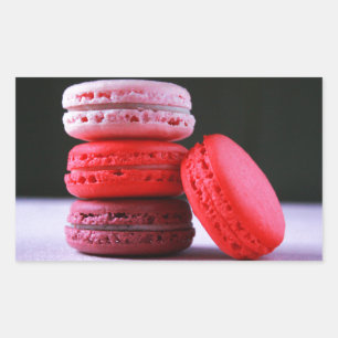 Moderne Bäckerei Pink Französisch Macaron Rechteckiger Aufkleber