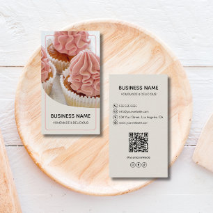 Moderne Backwaren-Konditor-Foto-Logo-QR-Neutral Visitenkarte