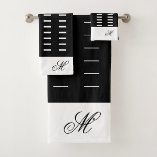 Moderne Badezimmer mit Schwarz-Weiß-Streifen Badhandtuch Set