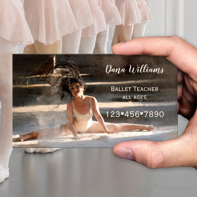 Moderne Ballet Dance Business Card Visitenkarte (Elegant business card for a dance teacher, ballet teacher, dance school or studio)