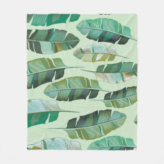 Moderne Banana Pflanze Tropische Illustration Fleecedecke