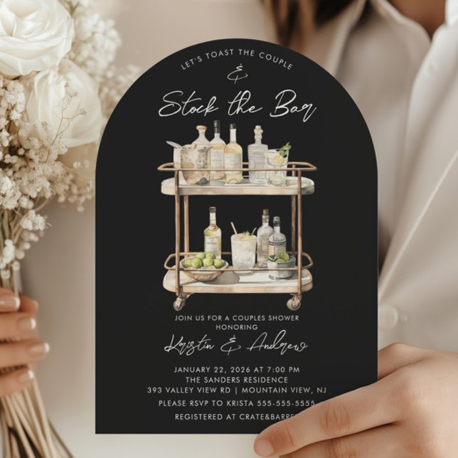 Moderne Bar Cart Couples Dusche Einladung (Von Creator hochgeladen)