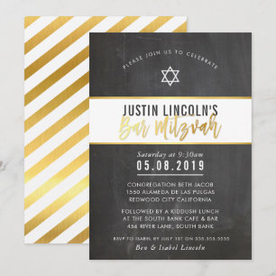 MODERNE BAR MITZVAH cooles Kalkpappgold Einladung