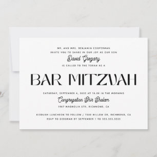 Moderne Bar Mitzwa Elegante minimalistische jüdi Einladung