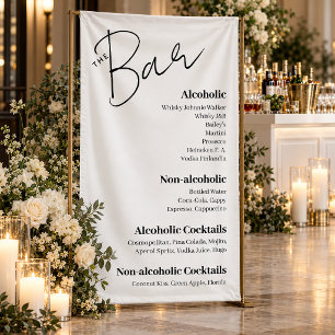 Moderne Bar Schwarz-Weiß-Cocktails Hochzeitsschild Banner