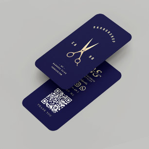 Moderne Barber Gold Scissors Midnight Blue Visitenkarte