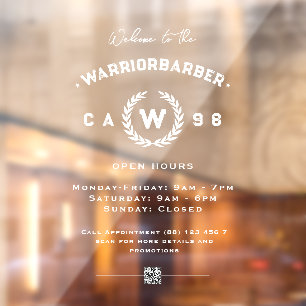 Moderne Barbershop Monogram Signing Openings Stund Fensteraufkleber