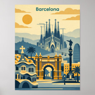 Moderne Barcelona Sagrada Familia Illustration Poster