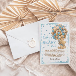 Moderne Bärenblasen warten frühzeitig auf blaue Ba Dankeskarte