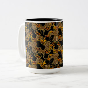 Moderne Barock Glamour-Tierdruck mit Ketten Zweifarbige Tasse