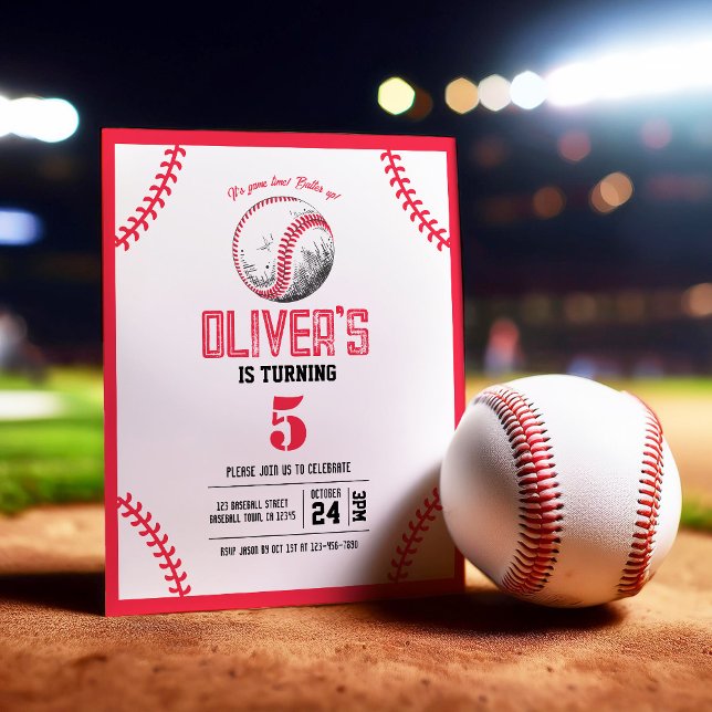 Moderne Baseball Stitches Budget Geburtstag Einlad (Von Creator hochgeladen)