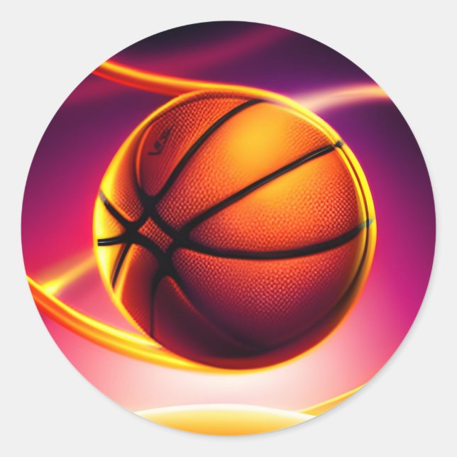 Moderne Basketball Ball Vivid Sports Runder Aufkleber (Vorderseite)