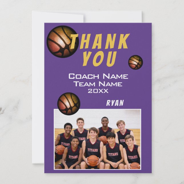 Moderne Basketball-Foto Danke Trainer  (Vorderseite)