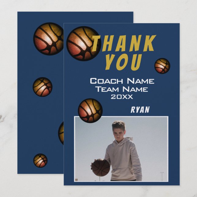 Moderne Basketball-Foto Danke Trainer  (Vorne/Hinten)