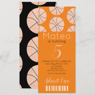 Moderne Basketball-Muster-Ticket-Style-Party In Einladung