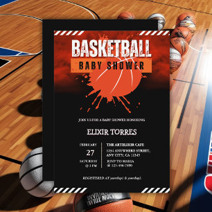 Moderne Basketball Orange Ball Baby Dusche Einladung