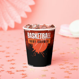 Moderne Basketball Orange Ball Baby Dusche Pappbecher